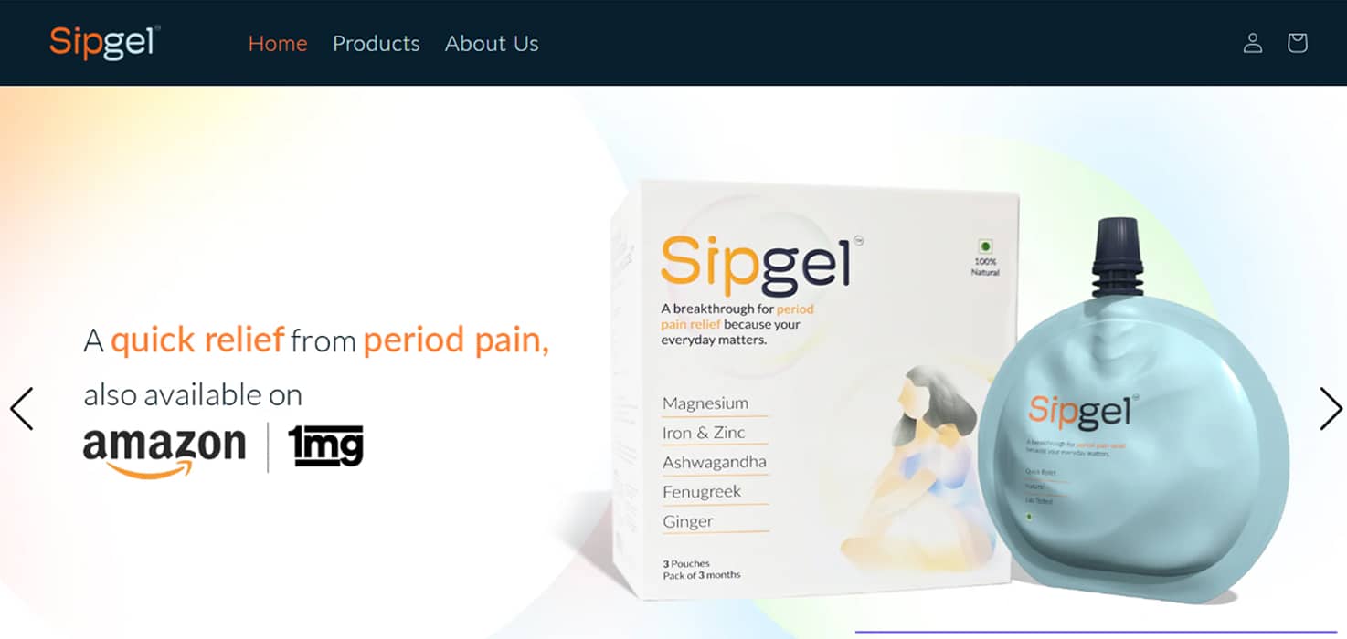 Sipgel – Natural Period Pain Relief Drink Website