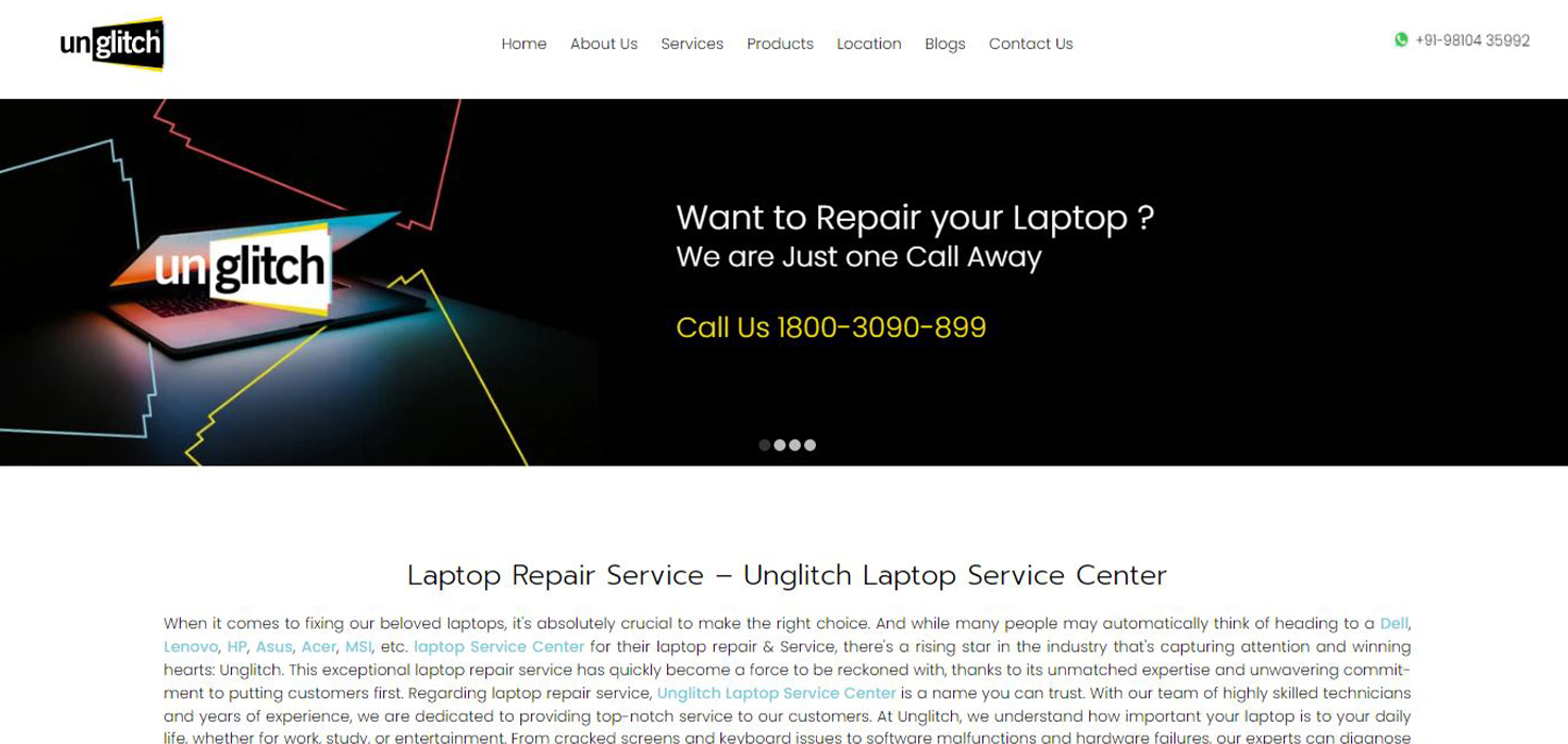 Project: Unglitch India – Laptop & IT Services Platform
